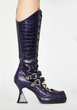No Dress Crocodile Lace Up Leather Boots Boots & Booties