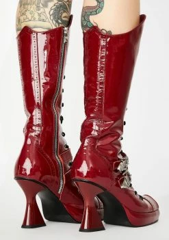 No Dress Bloody Lace Up Leather Boots