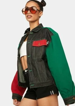 Cross Colours Colorblock Cotton Denim Jacket Outerwear