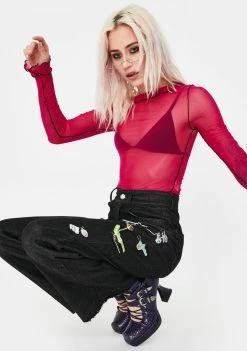 No Dress Rose Asymmetrical Long Sleeve Top Tops