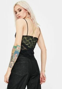 No Dress Black Lace Camisole Top