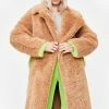 No Dress Outerwear Green Fur Trim Teddy Coat