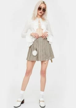 No Dress Flare Sleeve Belted Lace Shirt Tops