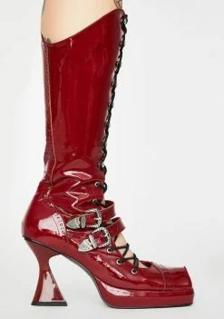 No Dress Bloody Lace Up Leather Boots