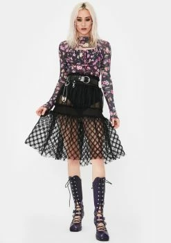 No Dress Stereoscopic Check Sheer Skirt Bottoms