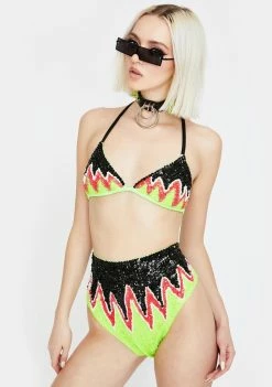 EASY TIGER Bottoms Toxic Flame Sequin Hot Shorts