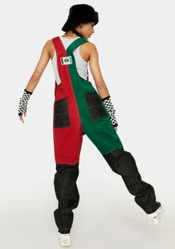 Cross Colours Jumpsuits & Rompers Color Block Denim Overalls