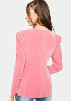 No Dress Outerwear Rose Suede Baroque Suit Jacket