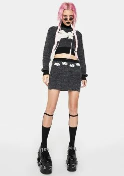 No Dress White Dog Paws Knit Skirt Mini Skirt