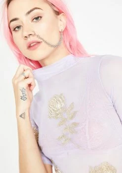 No Dress Tops Lavender Mesh Top