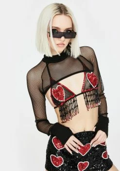 EASY TIGER Tops Sweet Heart Fringe Bra Top