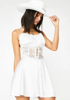 No Dress Dresses White Ace Corset Dress