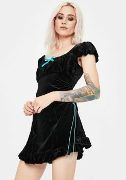 No Dress Dresses Velvet Drawstring Mini Dress