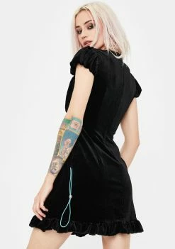 No Dress Dresses Velvet Drawstring Mini Dress