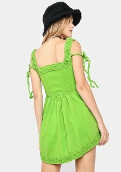 No Dress Green Fish Bone Velvet Dress Dresses