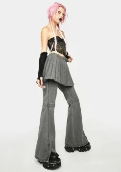 No Dress Bottoms Pleated Skirt And Jeans Set