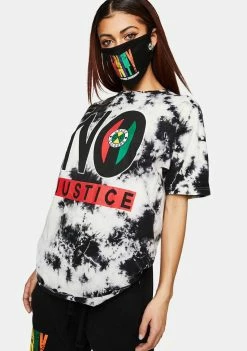 Cross Colours No Justice No Peace Tie Dye T-Shirt Tops