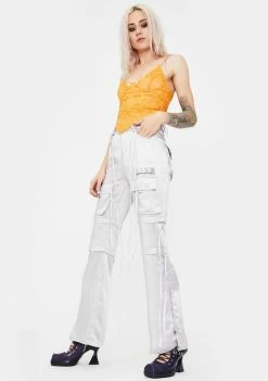 No Dress Bottoms Silver Cargo Zip Off Pants