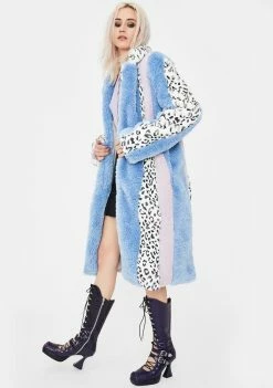 No Dress Leopard Faux Fur Patchwork Long Coat
