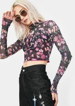 No Dress Black Floral Suit Top Tops