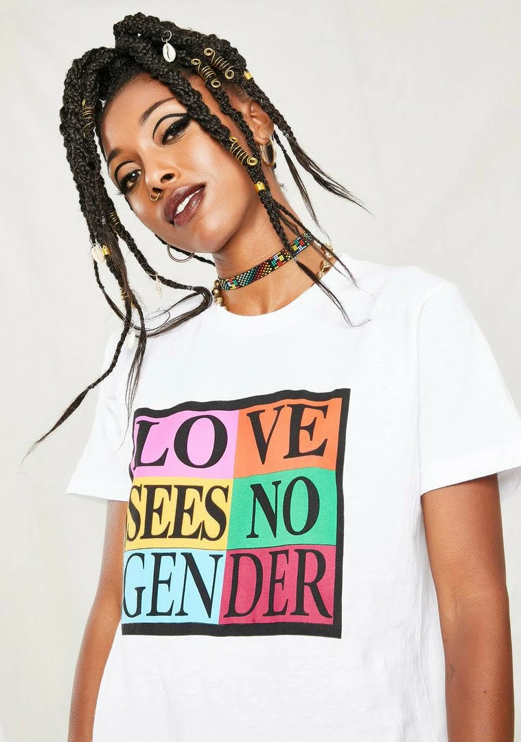 Best Sale ???? Cross Colours Tops Love Sees No Gender T-Shirt ✨ 1 Cross Colours Tops Love Sees No Gender T-Shirt