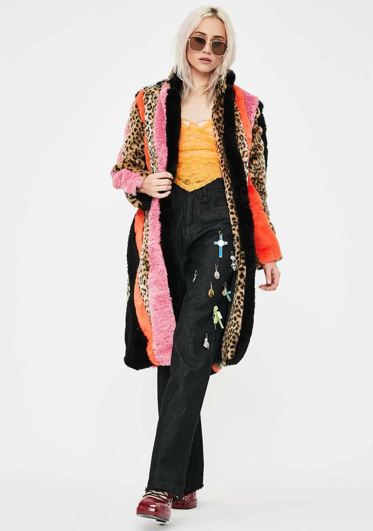 Best Sale ✔️ No ???? Dress Outerwear Leopard Patchwork Faux Fur ???? Coat ⭐ 3 No Dress Outerwear Leopard Patchwork Faux Fur Coat