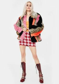 No Dress Leopard Faux Fur Patchwork Coat