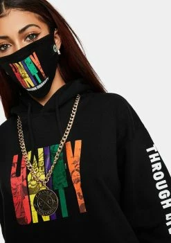 Cross Colours Gold Circle Logo Medallion Miami Cuban Link Necklace