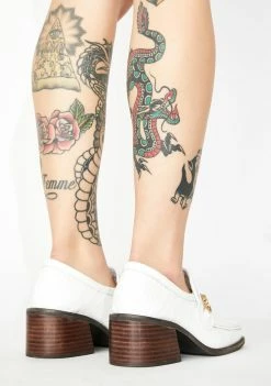 No Dress Heels Gold Chain Crocodile Leather Loafers