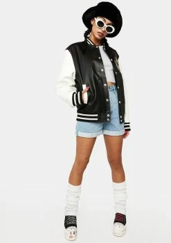 Cross Colours Do Baseball Leather Jacket Outerwear