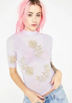 No Dress Tops Lavender Mesh Top