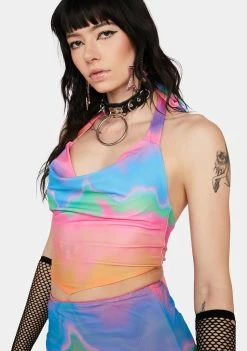 EASY TIGER Sunrise Scarf Top Crop Halter Top