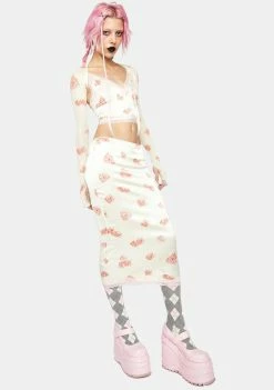 No Dress Bottoms Floral Print Maxi Skirt