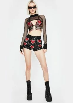 EASY TIGER Bottoms Sweet Heart Sequin Shorts