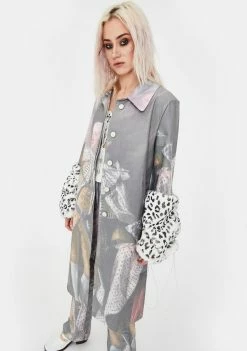 No Dress Outerwear George III Print Trench Coat