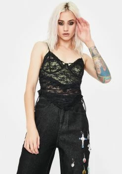 No Dress Black Lace Camisole Top