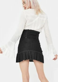 No Dress Bottoms Black Denim High Waist Skirt
