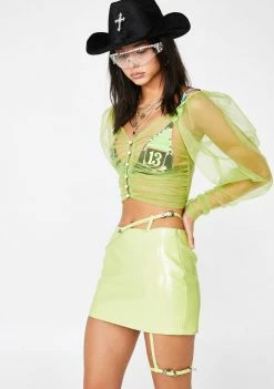 No Dress Bottoms Mint Vegan Leather Skirt